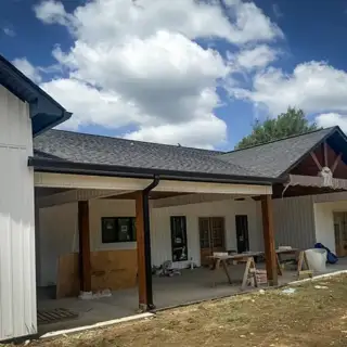 A gutter installation project for a customer's new home.