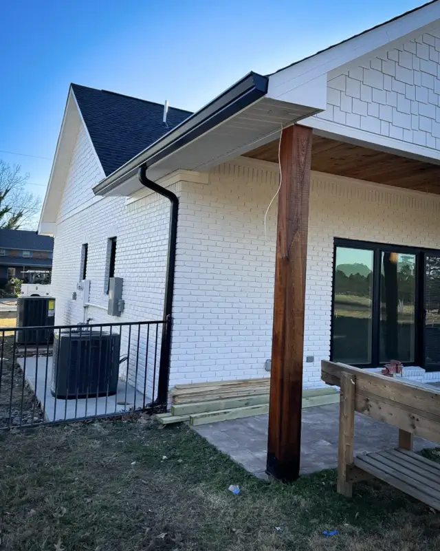 Seamless gutters installed on the side of this home.